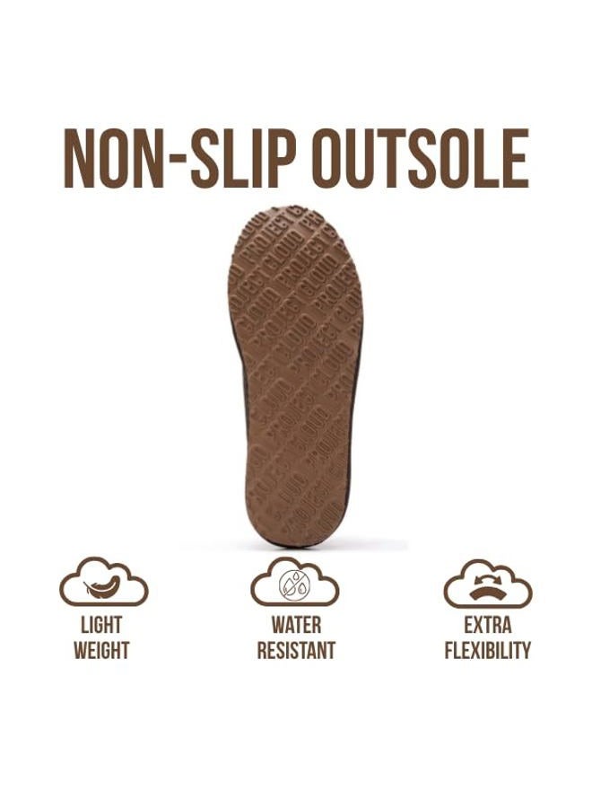 Project Cloud Australian Sheepskin Mens Slippers - Memory Foam House Slippers for Men Indoor & Outdoor, Non-Slip Men Footwear & Men House Slippers Furry House Shoes (Relaxation, Choc, 8.5) Chocolate - Image 4