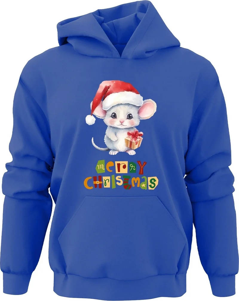 Ada Bebek Çocuk Ada Baby Kids Happy New Year Christmas Squirrel Printed Hooded Sweatshirt