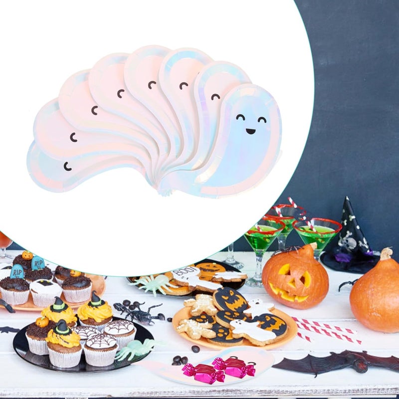 klarako 16Pcs Halloween Plates Ghost Plates Ghost Themed Party Plates Ghost Dinner Plates Paper Plates for Birthday Party - Image 3