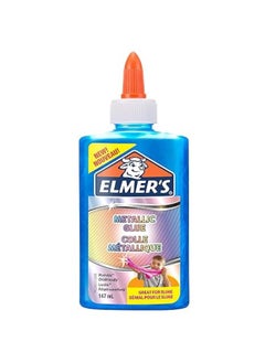ELMER'S Elmer's Metallic PVA Glue | Blue | 147 mL | Washable with soap and water for easy, stress-free cleanups | Great for Making Slime | eye-catching arts, crafts and slime | Kid Friendly (Pack of-1)  - Image 1