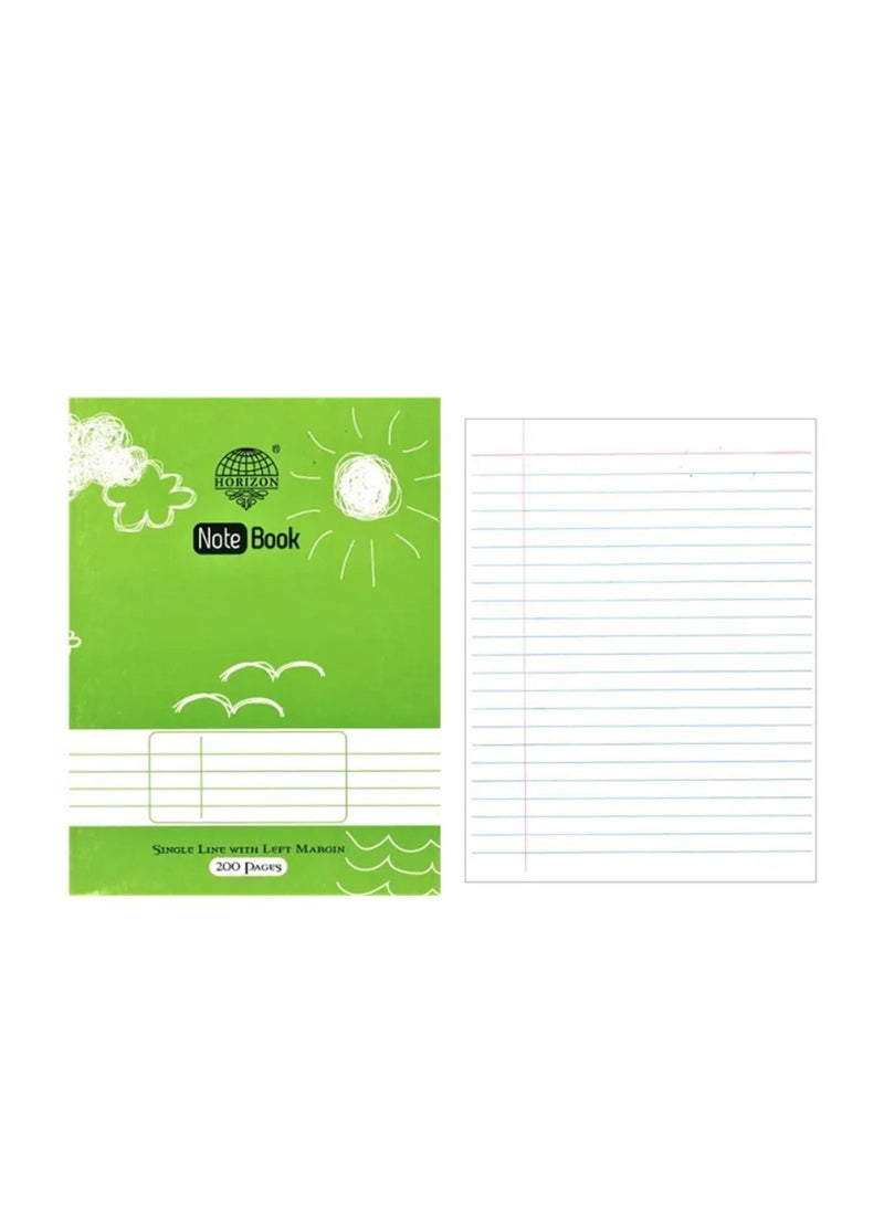 Horizon مجموعة دفاتر بحجم A5 مكونة من 6 قطع بخط واحد وأربعة خطوط 200 صفحة - Image 2