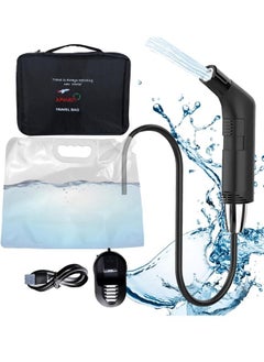 JUNARIS Portable Bidet Sprayer Set For Travel | Rechargeable Bidet   Sprayer | Handheld Camping Bidet Shower Sprayer with 2.3L Water Tank, 800mAh Battery,Foldable Plastic Bag (Black)  - Image 1