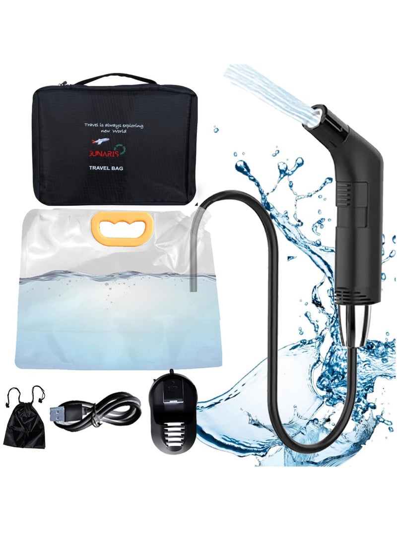 جوناريس شطاف محمول من جوناريس للسفر | شطاف محمول قابل لإعادة الشحن للسفر والتخييم وبخاخ دش (كيس بلاستيكي سعة 3.5 لتر (قابل للطي)، أسود) - Image 1