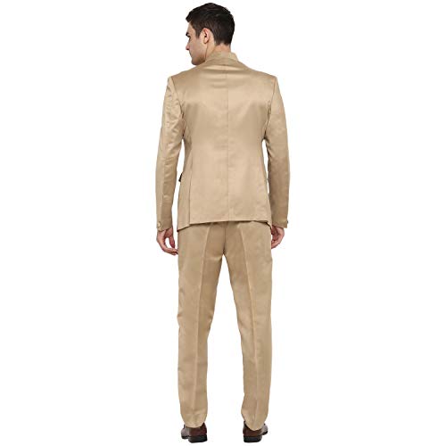 Royal Kurta Men's Regular Fit Bandhgala Blazer (aosddddd_Beige_38) - Image 3