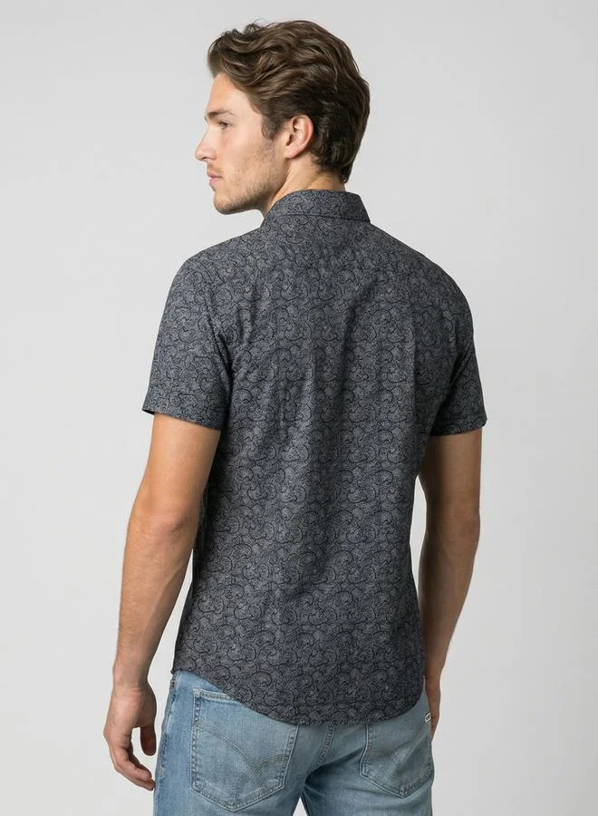 Take Two Navy Blue Men Navy Blue Printed Short Sleeve Shirt By SNX for Men | Best Price UAE