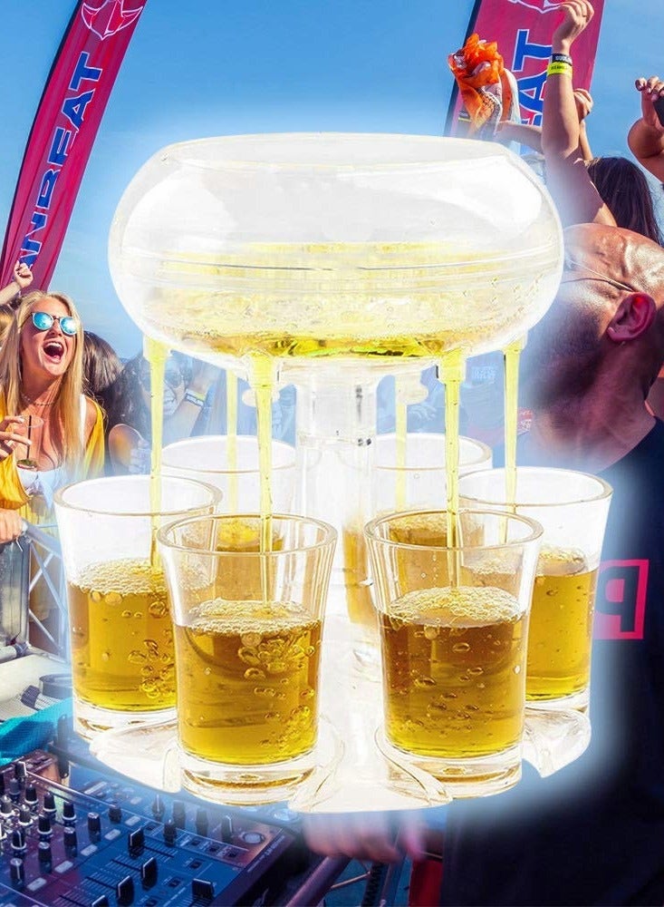 Barakah Shot Dispenser,  6 Shot Acrylic Dispenser and Holder Big Capacity for Filling Drinks Cocktail Drinks and Beverages for Drinking Games Parties and Bar Food Grade Material-Transparent - Image 3