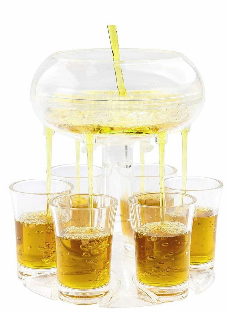 Barakah Shot Dispenser,  6 Shot Acrylic Dispenser and Holder Big Capacity for Filling Drinks Cocktail Drinks and Beverages for Drinking Games Parties and Bar Food Grade Material-Transparent - Image 1