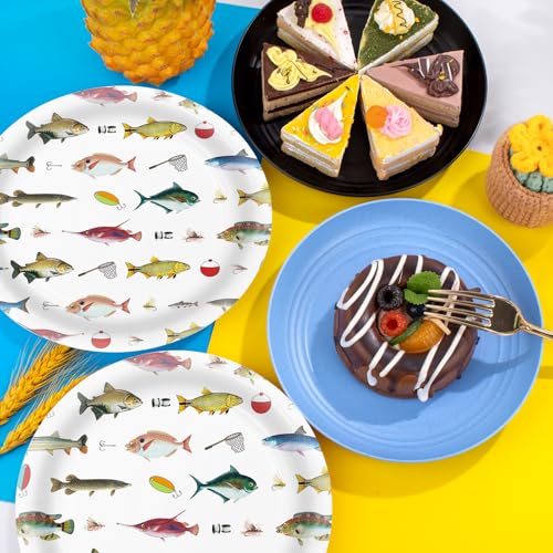 KFJBPB 40 Pcs Fishing Plates and Napkins Party Supplies, Fishing Birthday Paper Plates and Napkins Disposable Tableware Set for Ofishally One Birthday Decorations Serves 20 - Image 5