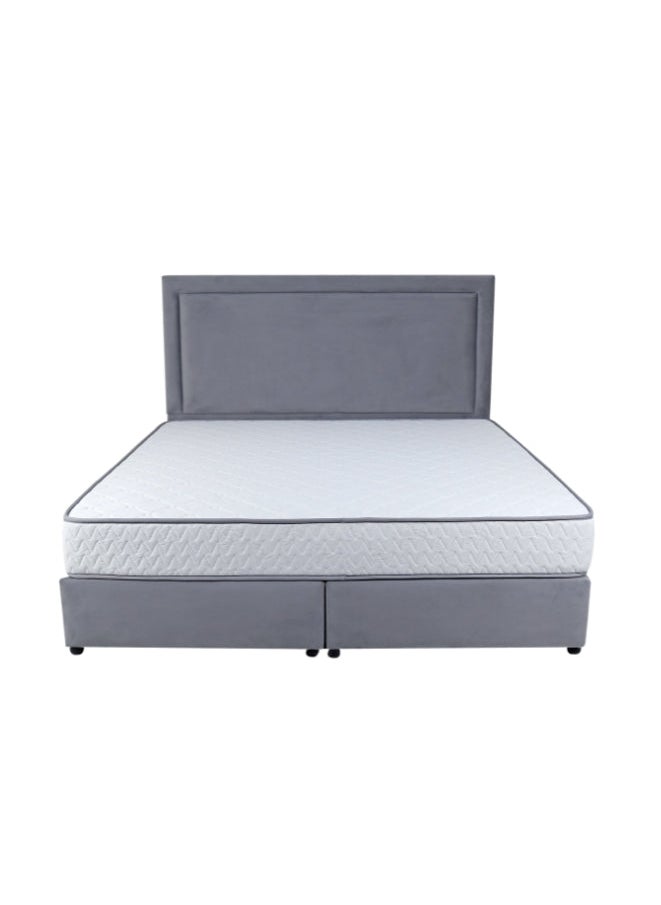 Bed and Mattress Zone Velvetine Upholstered Bed 200 X 100 Single Size Grey Color  - Image 1