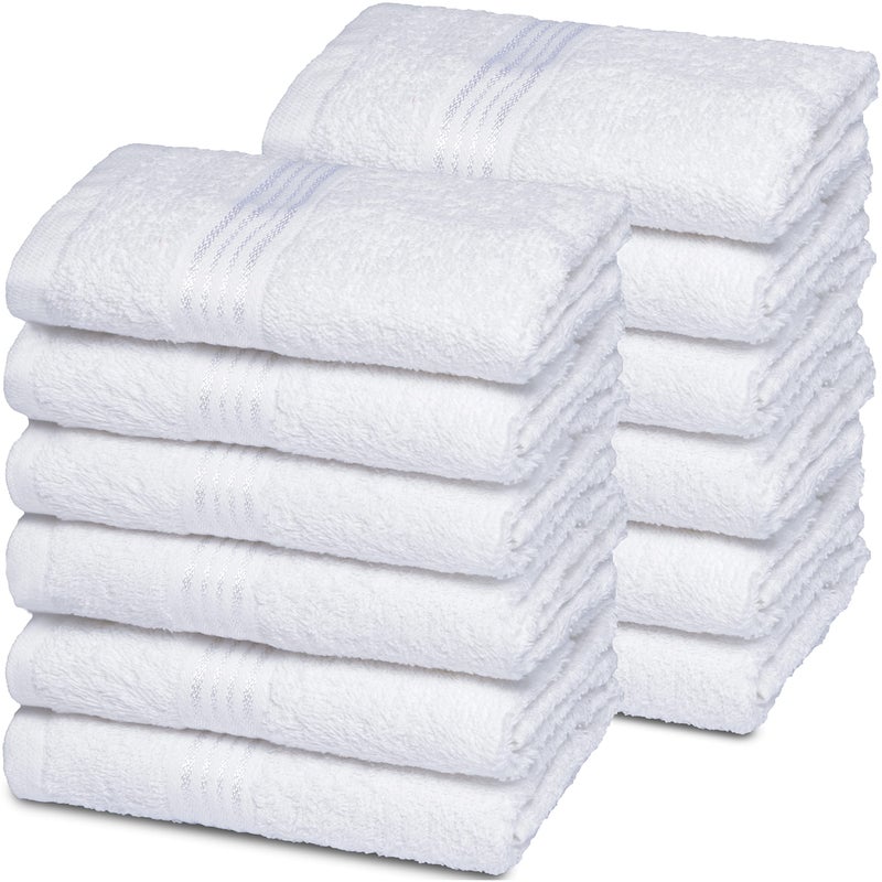Belizzi Home Ultra Soft Cotton Washcloths, Contains 12 Piece Face Cloths 12x12 inch, Ideal for Everyday use Face Towels, Compact & Lightweight Multi Purpose Washcloths - White - Image 1