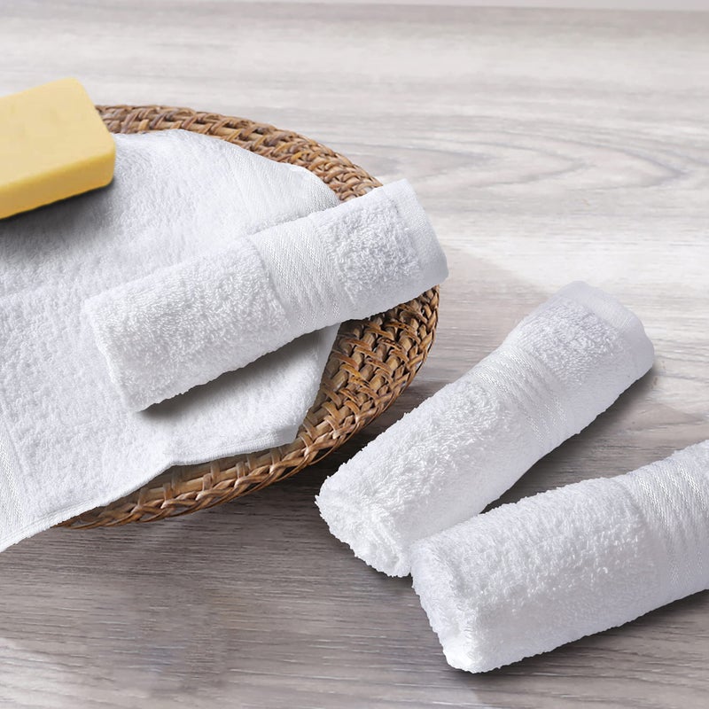 Belizzi Home Ultra Soft Cotton Washcloths, Contains 12 Piece Face Cloths 12x12 inch, Ideal for Everyday use Face Towels, Compact & Lightweight Multi Purpose Washcloths - White - Image 4