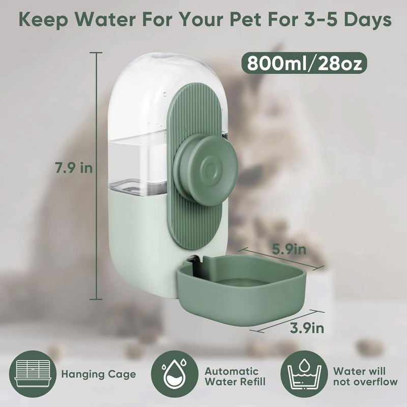 SWIUKPHE Rabbit Water Bottle,Hanging Automatic Water Dispenser for Cage,Ferret Bunny Guinea Water Bowl,Suitable for Small Animal, Cage Grid Spacing Over 1.2'', Green - Image 3