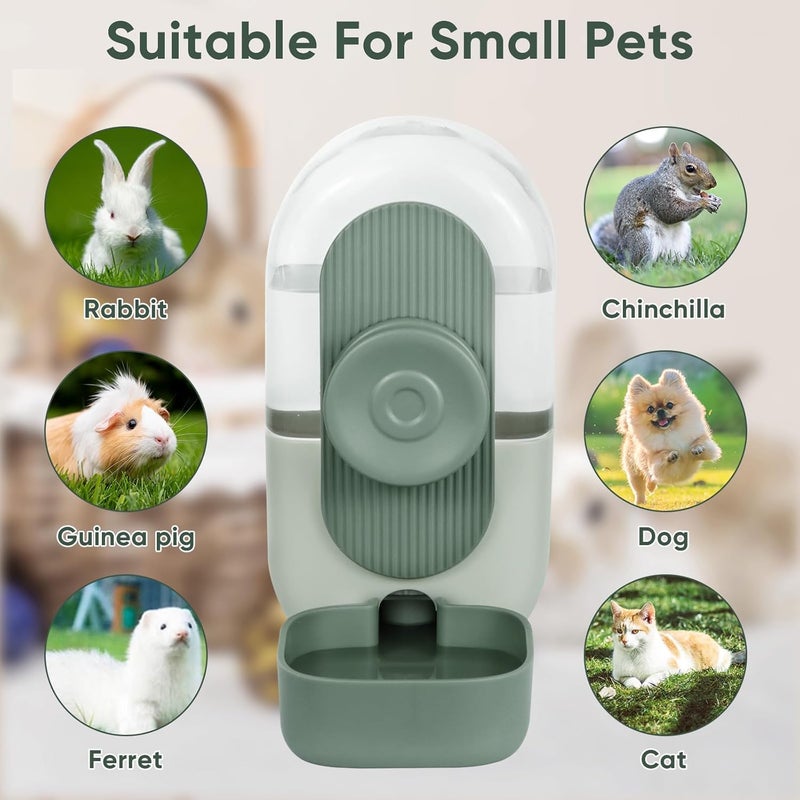 SWIUKPHE Rabbit Water Bottle,Hanging Automatic Water Dispenser for Cage,Ferret Bunny Guinea Water Bowl,Suitable for Small Animal, Cage Grid Spacing Over 1.2'', Green - Image 2