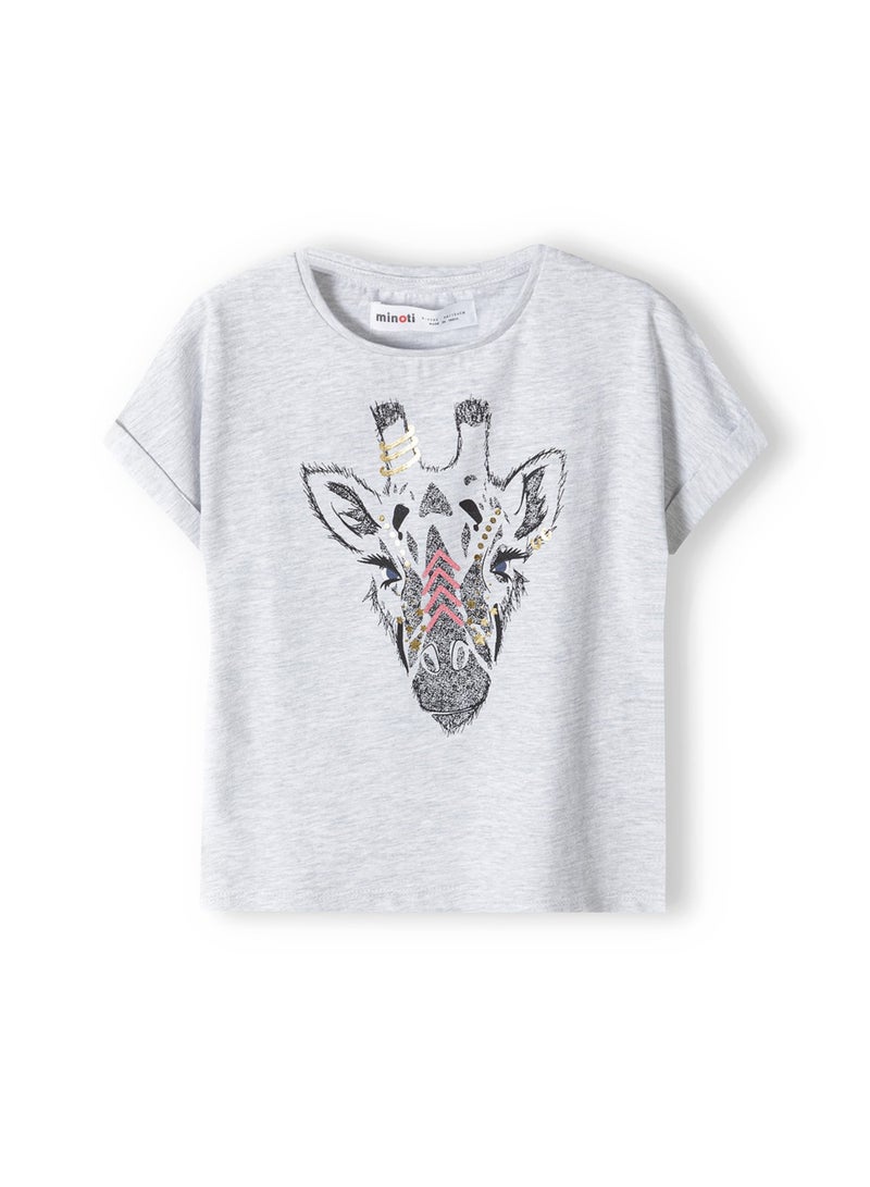 مينوتي تيشيرت بناتي بأكمام قصيرة وتفاصيل لامعة - Image 1