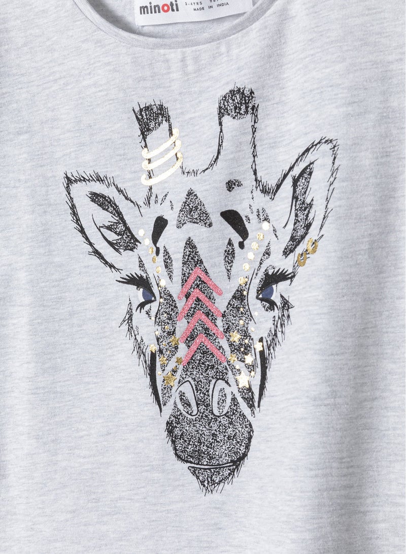 مينوتي تيشيرت بناتي بأكمام قصيرة وتفاصيل لامعة - Image 3