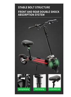 Generic 48V Electric Scooter for Adults | 350W Brushless Motor, Foldable Design with Key Display, Bluetooth, & Suspension | 10" Wheels, 3-Speed Modes, and Removable Seat for Commuting & Urban Travel  - Image 3