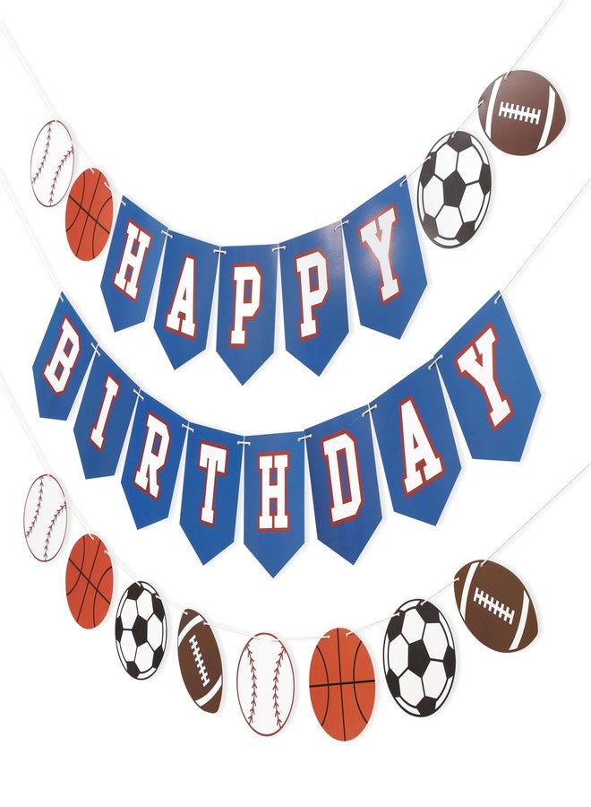 HIKLO Happy Birthday Sports Banner - Sports Theme Birthday Party Decorations, Happy Birthday Ball Garland Sign, Banner for Boy Birthday Party Decor, Ball Party Supplies Photo Props - Image 1