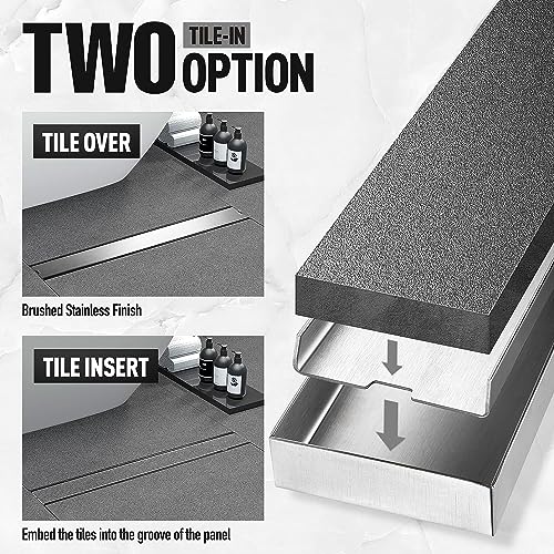 ALTON ALD1015, SS-304 Grade, 24-INCH, Tile Insert Bathroom Shower Channel Floor Drain with Cockroach Trap, Matte - Image 4