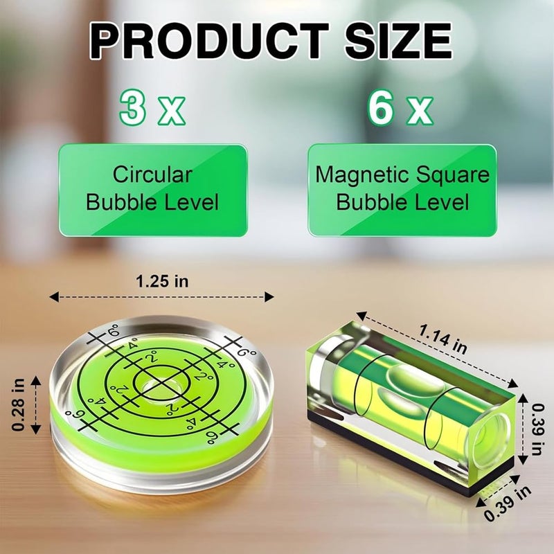 9 Pcs Small Bubble Spirit Level Tool Mini Magnetic Square Drill - Image 4