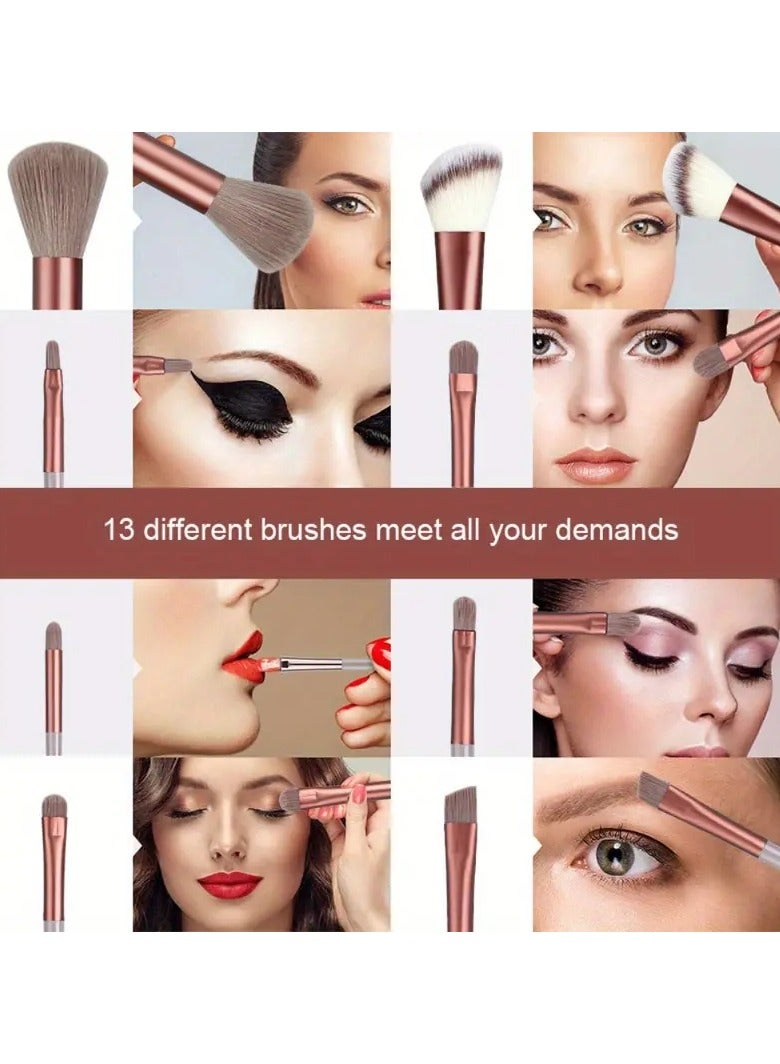 أوريتي 13 جهاز كمبيوتر شخصى مجموعة فرشاة المكياج ناعمة رقيق مستحضرات التجميل المهنية الأساس مسحوق ظلال العيون كابوكي مزج فرشاة المكياج أداة التجميل-وردي - Image 2