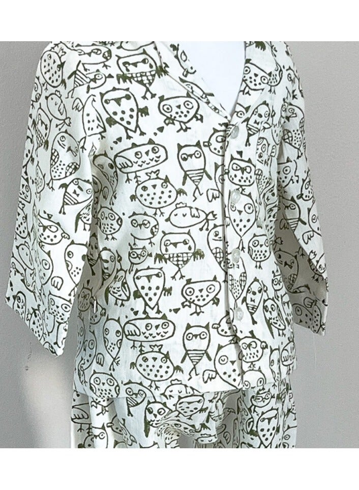 ecotattva بدلة نوم للأطفال من القطن الخادي الموسلين بطبعة رسوم متحركة داكنة - Image 2