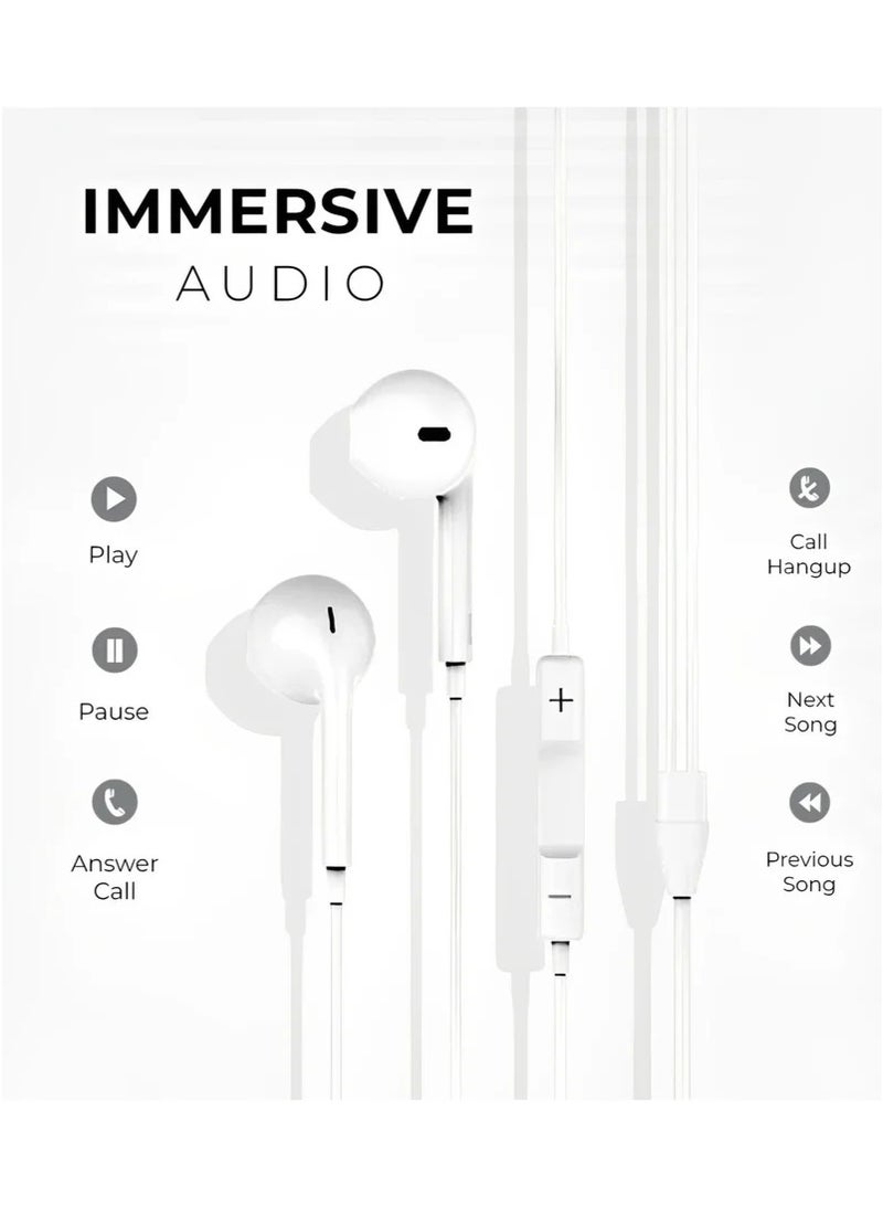 In Ear Wired Earphones with 3.5mm Jack and Mic (White)  - Image 4