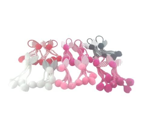 advancedestore MultiColor Cute Pom Pom long Hair Band for Girlswomens and kids 12 pieces 6 pairs - Image 1