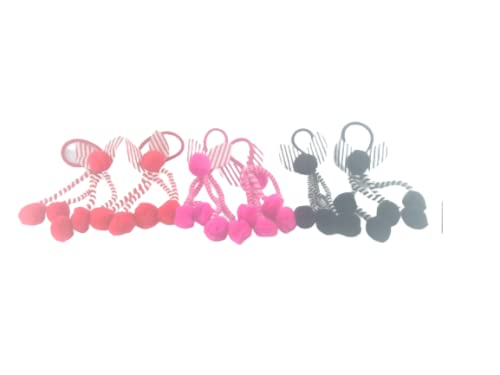 advancedestore MultiColor Cute Pom Pom long Hair Band for Girlswomens and kids 12 pieces 6 pairs - Image 2