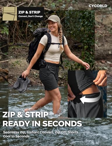 Cycorld Women's-Hiking-Pants-Convertible Quick-Dry-Stretch-Lightweight Zip-Off Outdoor Pants with 5 Deep Pockets (Black, X-Small) - Image 3