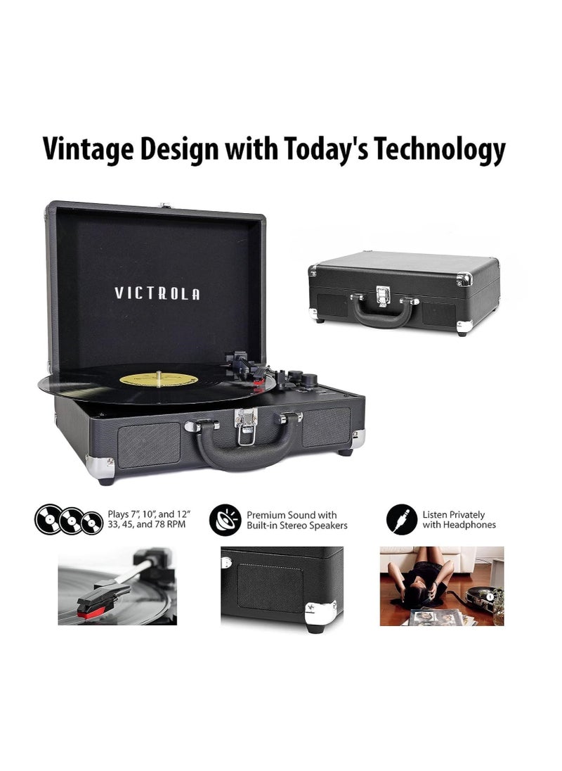 VICTROLA - Victrola Journey Vintage Bluetooth Suitcase Vinyl Record Player Portable 3-Speed LP Turntable with Built-in Stereo Speakers Aux-In RCA Out Elegant Color - Image 1