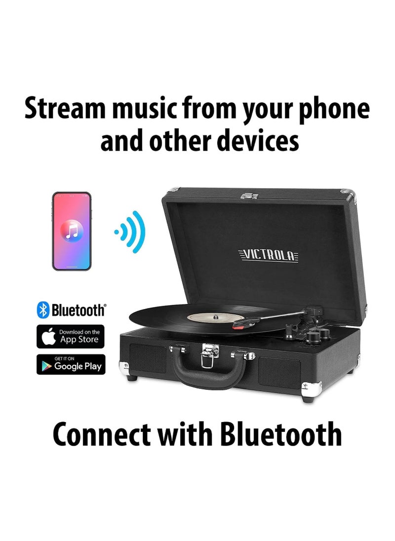 VICTROLA - Victrola Journey Vintage Bluetooth Suitcase Vinyl Record Player Portable 3-Speed LP Turntable with Built-in Stereo Speakers Aux-In RCA Out Elegant Color - Image 1