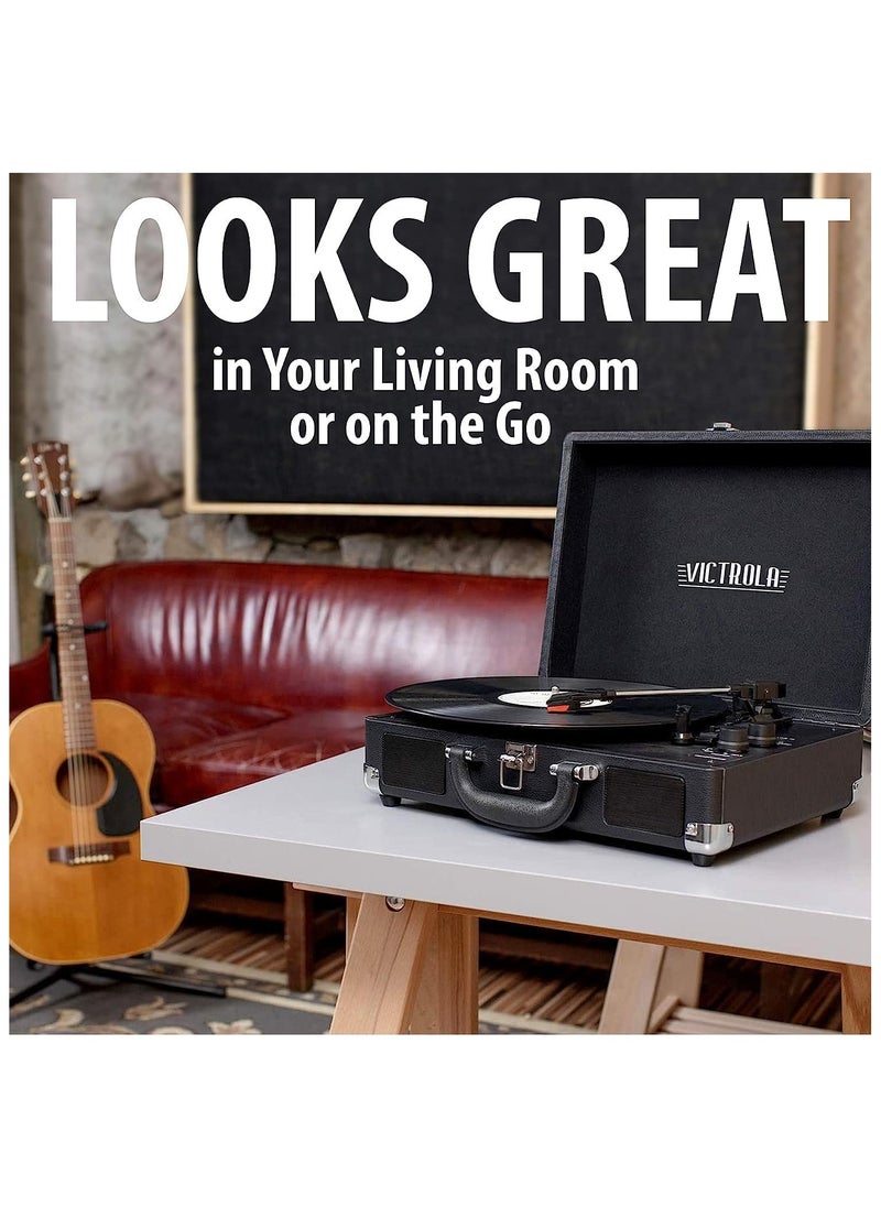 VICTROLA - Victrola Journey Vintage Bluetooth Suitcase Vinyl Record Player Portable 3-Speed LP Turntable with Built-in Stereo Speakers Aux-In RCA Out Elegant Color - Image 1