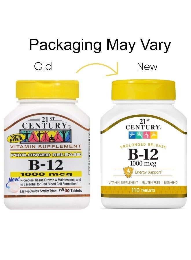 21st Century B-12, Prolonged Release, 1,000 mcg, 110 Tablets Packaging May Vary - Image 3