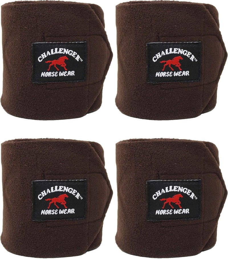 Horse Equine Tack Set of 4 Soft Fleece Grooming Leg Polo Wraps Brown 95R11