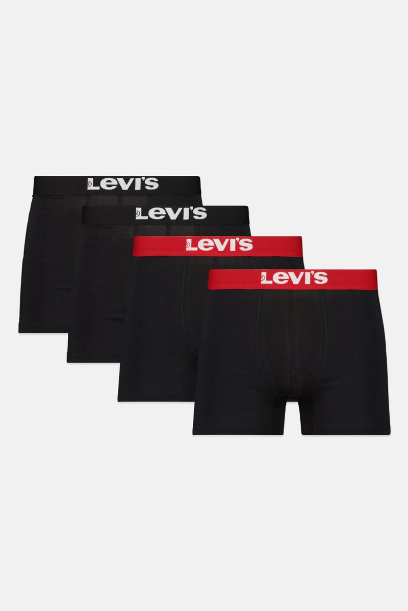 Levi's Men 4 Pcs Brand Logo Boxer Brief, Black - Image 1