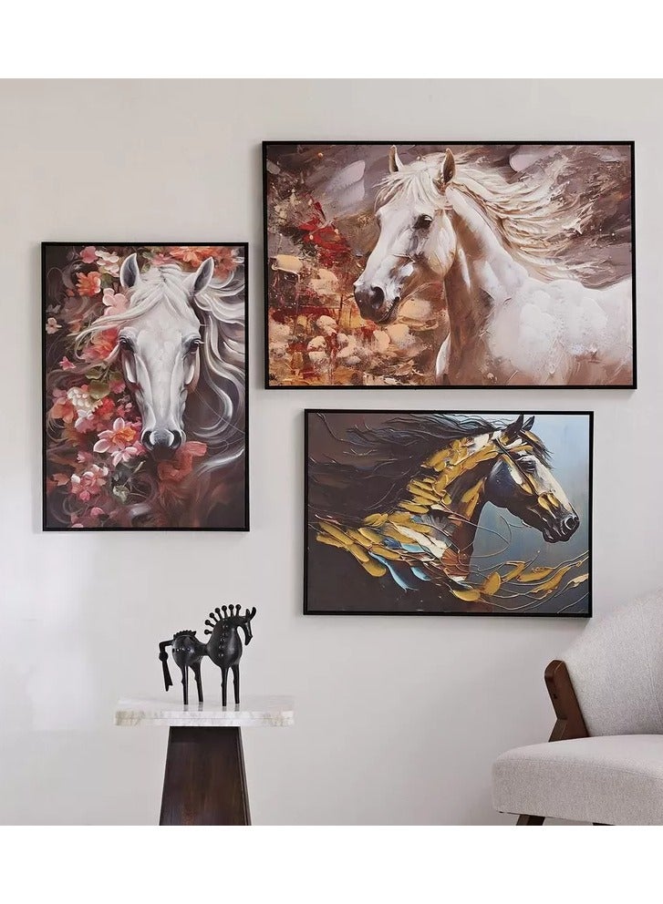 Home Box Ersel Horse Face Canvas Hand Painting - 50x70x2.5 cm - Image 5