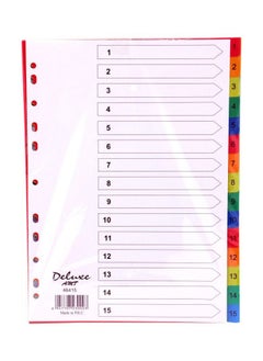 Deluxe 15 Tab Pvc Color Divider With Number Stationery Binder Index Dividers 