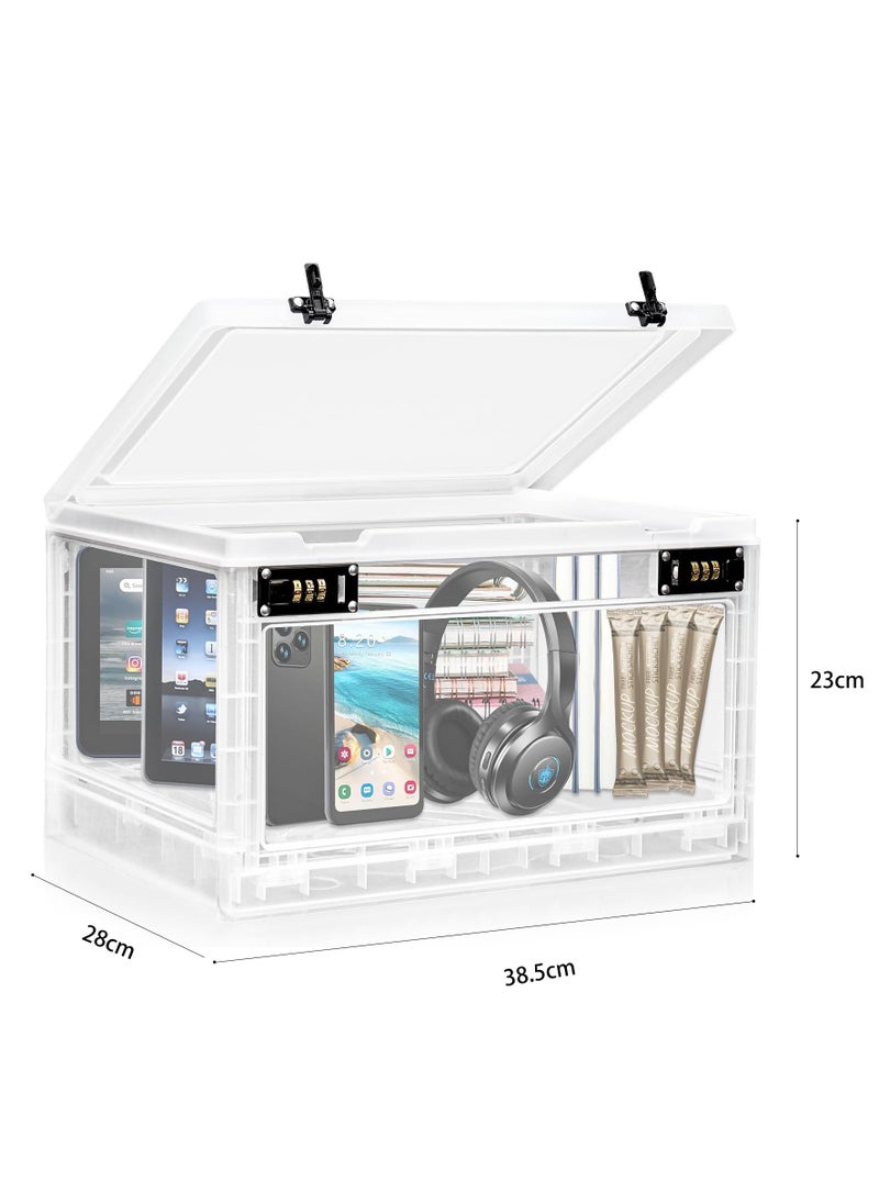 XiuWoo - 2 Lock Stackable Clear Large Capacity Home Office Lock Box, Medication Lockable Container, Safe Locking Box, Medicine Storage Box Bin, Refrigerator Storage Organizer for Home School Office Safety - Image 1