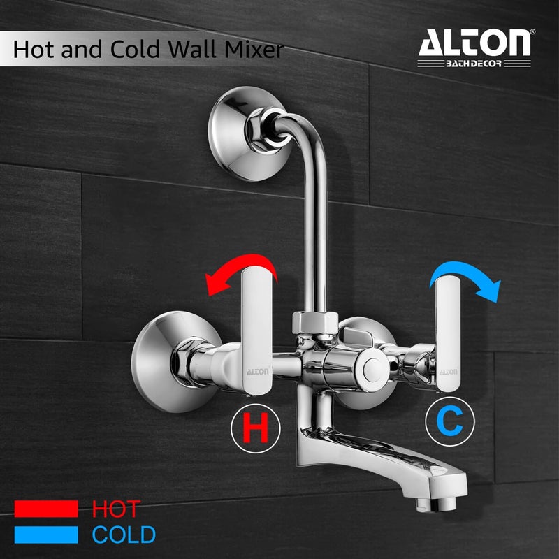 ALTON FAM3385 Wall Mixer With Provision For Over Head Shower and 190mm Long Bend Pipe Chrome - Image 3
