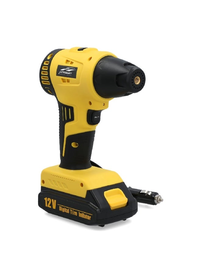 أوتو سمارت مضخة هواء رقمية جهد12 فولت مع مضخة هواء لاسلكية بتيار 20 فولت وباللونين الأصفر والأسود - Image 4