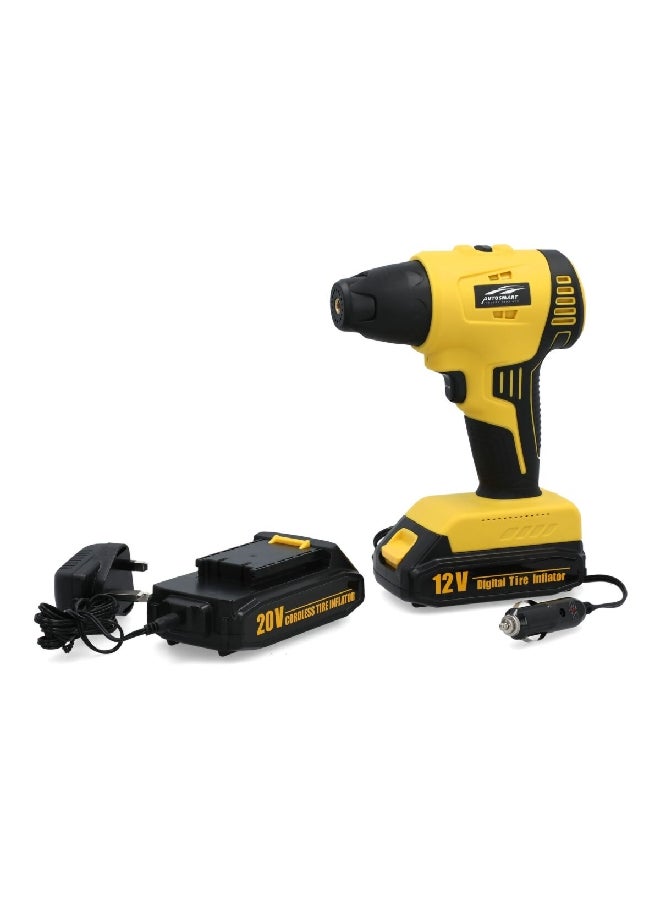 أوتو سمارت مضخة هواء رقمية جهد12 فولت مع مضخة هواء لاسلكية بتيار 20 فولت وباللونين الأصفر والأسود - Image 2