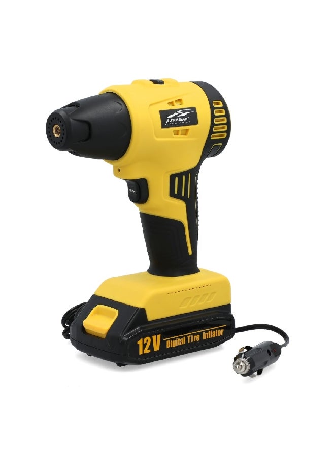 أوتو سمارت مضخة هواء رقمية جهد12 فولت مع مضخة هواء لاسلكية بتيار 20 فولت وباللونين الأصفر والأسود - Image 3