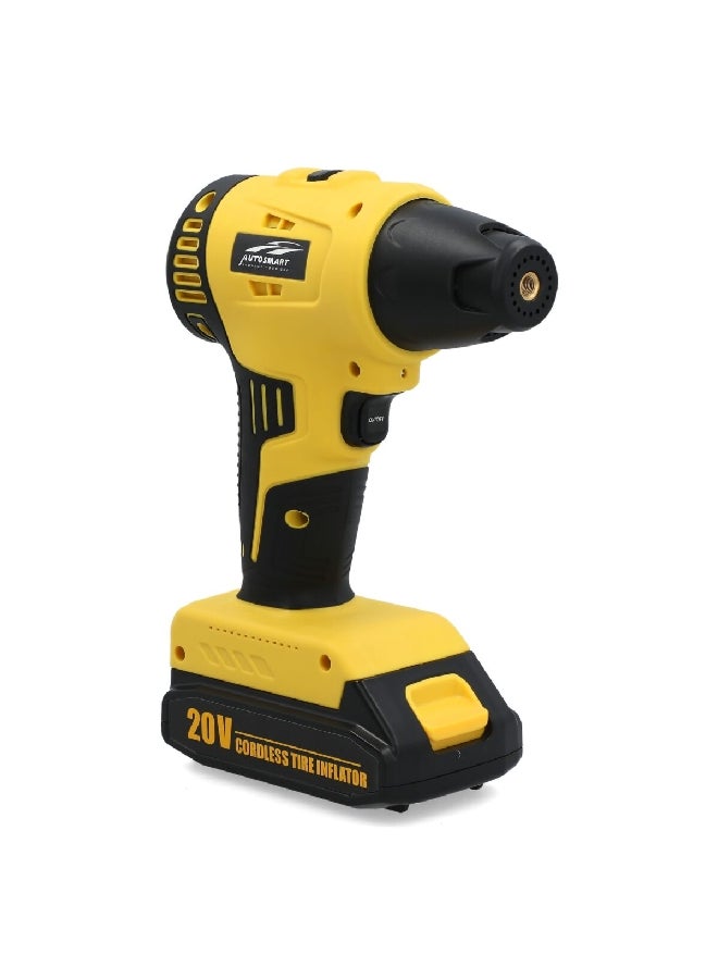 أوتو سمارت مضخة هواء رقمية جهد12 فولت مع مضخة هواء لاسلكية بتيار 20 فولت وباللونين الأصفر والأسود - Image 5