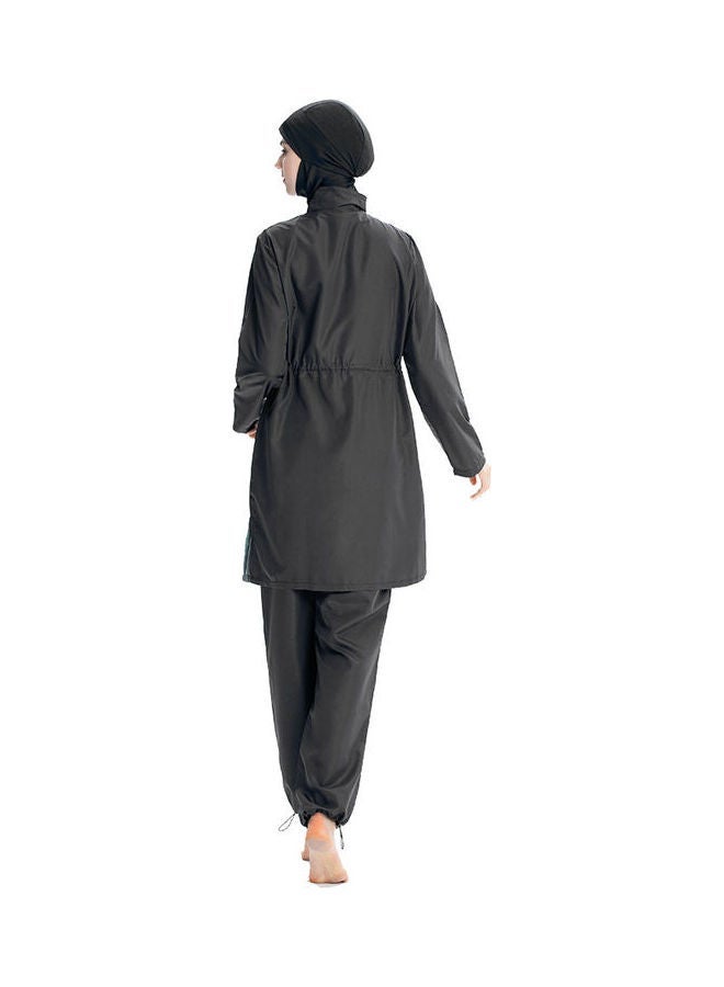 NIBEMINENT Classic Muslim Loose Fit Burkini Swimsuits Set Black  - Image 2
