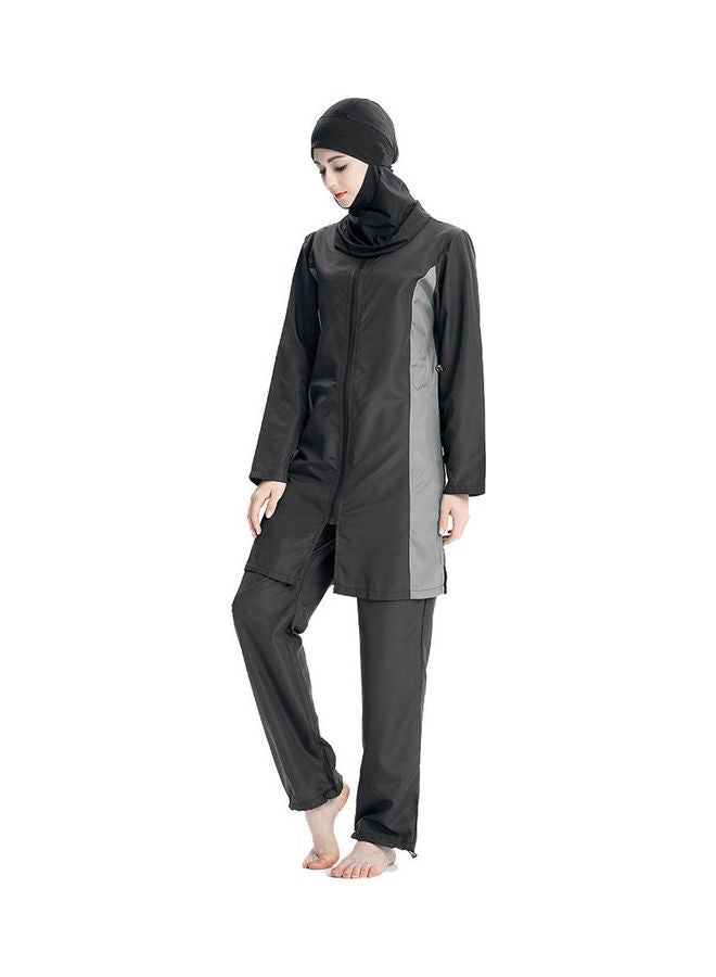 NIBEMINENT Classic Muslim Loose Fit Burkini Swimsuits Set Black  - Image 4