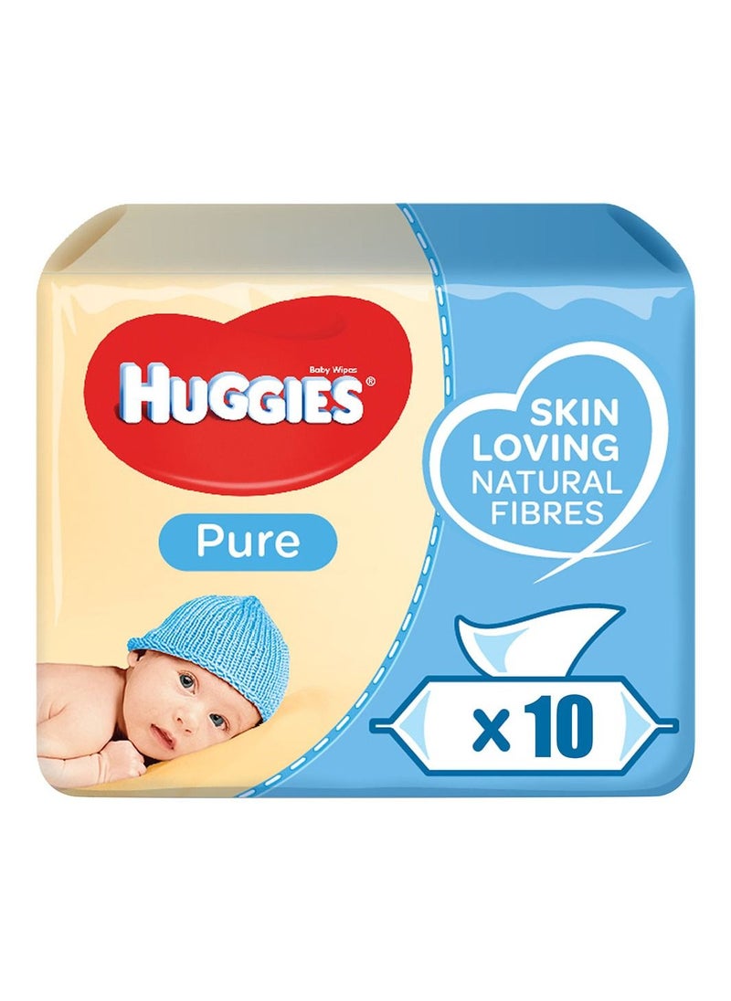 Huggies - Baby Wipes Pure, 56s X 10 Pack (560 Wipes) - Image 1