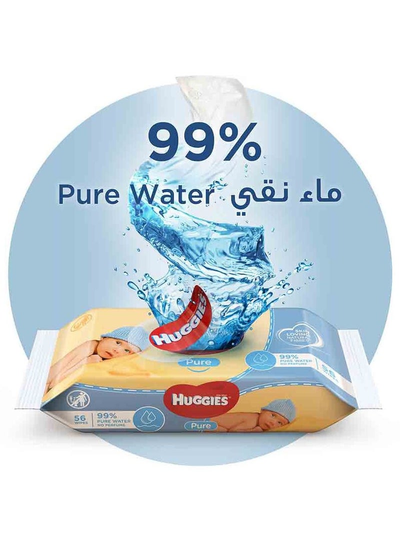 Huggies - Baby Wipes Pure, 56s X 10 Pack (560 Wipes) - Image 1