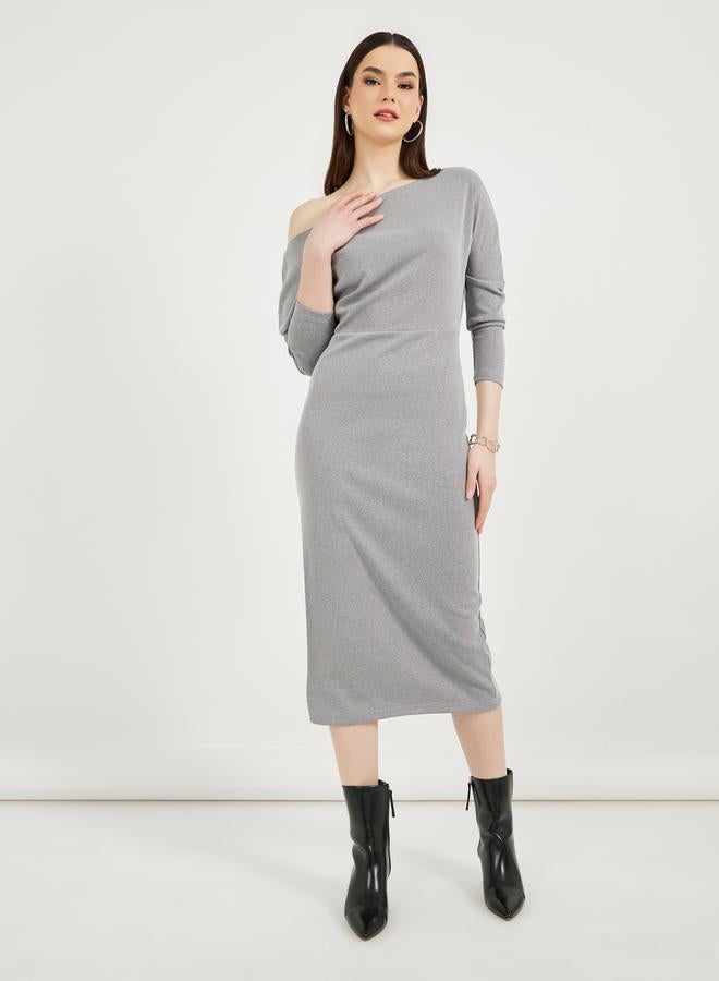 Styli Off-Shoulder Knit Dress  - Image 1