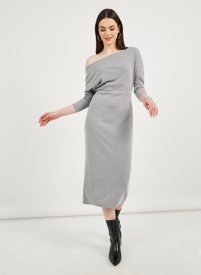 Styli Off-Shoulder Knit Dress  - Image 2