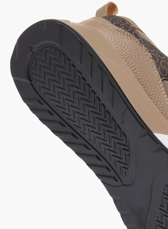 سيليست Women's Monogram Print Sneakers with Lace-Up Closure